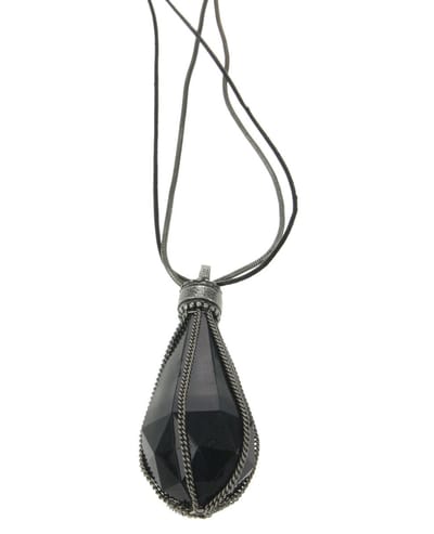 Behave - Ketting met zwarte hanger - Trendy sieraden - Nikkelvrij - 80 cm + 6 cm verlengketting