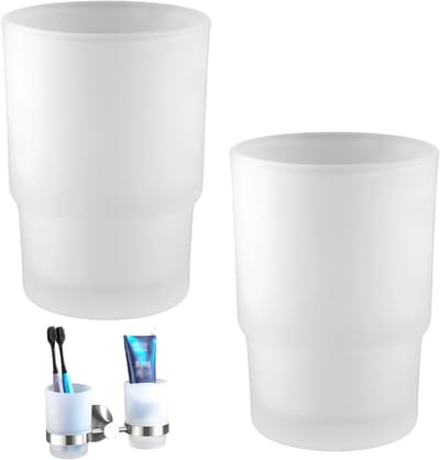 Set van 2 matte glazen tandenborstelbekers voor badkamer, mondspoelbekers, hygiënische mondverzorging en stijlvolle badkameraccessoires