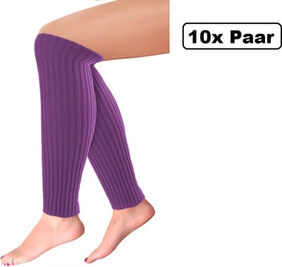 10x Paar Beenwarmers Milano paars - Thema feest party disco festival partyfeest