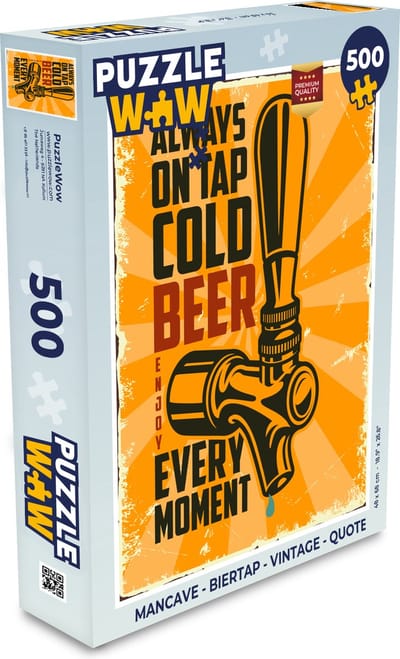 Puzzel Mancave - Biertap - Vintage - Quote - Legpuzzel - Puzzel 500 stukjes