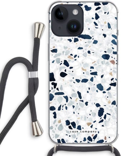 Case Company® - Hoesje met koord geschikt voor iPhone 14 hoesje met Koord - Terrazzo N°1 - Telefoonhoesje met Zwart Koord - Bescherming aan alle Kanten en Over de Schermrand