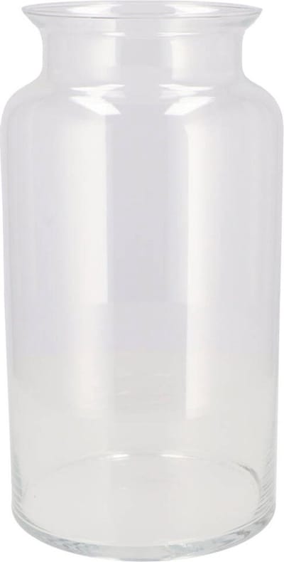 DK Design Bloemenvaas melkbus fles model Milky - transparant glas - 19 x 25 cm - mondgeblazen