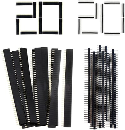 40 Stuks 2.54mm 40 Pin Header Male en Female Pinnen voor PCB Solderen, Verbindingen en Prototype Ontwerpen