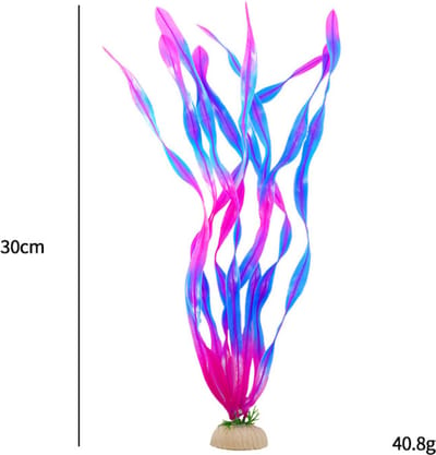 Aquarium Kunstplant - Plant met lange bladeren op steen - Vallisneria Paars - 30CM