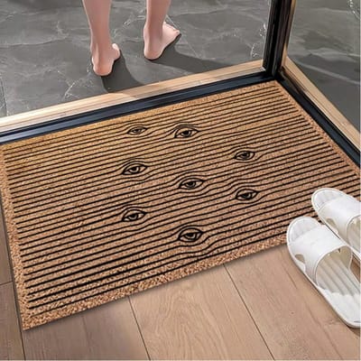 Deurmat met Oogpatroon, Kokosvezel Deurmat Boze Oog Controleer je Vibe Entree Huwelijksgeschenk Nieuw Huis Cadeau Decoreren Nieuwjaarscadeaus 30X50CM brown