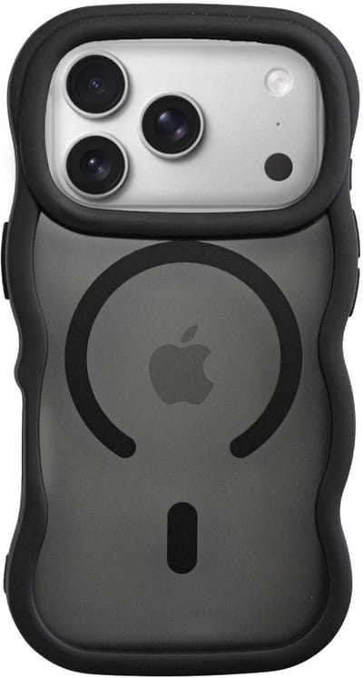 xoxo Wildhearts magnetisch hoesje geschikt voor iPhone 17 Pro MagSafe - Matte Wavy Case (zwart) - Backcover hoesje - Optimale bescherming - Telefoonhoesje met golven - Gebogen design - Zwart