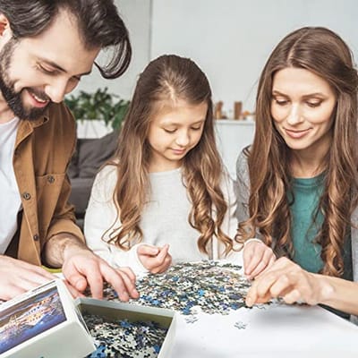 Puzzel van 1000 stukjes - Sneeuwavond Aurora 70x50cm voor Volwassenen