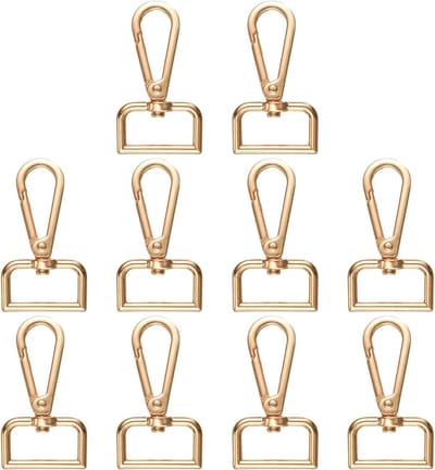 Metalen Ringen - D Karabiners - Handwerk Maken - 360 Graden Draaibaar - 10 Stuks - Licht Goud