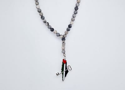Handgemaakte Natuurstenen Autohanger " Map Jaspe "- Met metalen hanger "Sleutel Palestina" - 8 mm diameter van de korrel- Mooie accessoire en decoratie voor de auto