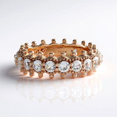 Cavill - Elegante 925 Sterling Zilveren Ring - Roséverguld - 20 Cambodjaanse Zirkoon Rond 2,718 ct - Luxe Damesring