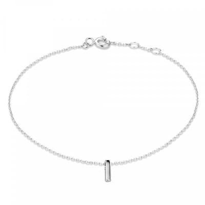 New Bling 9NB-909I Zilveren letterarmband - Letter I - lengte 16,5+1+1cm - gerhodineerd