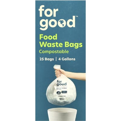 For Good™, Afvalzakken voor voedselresten, Biologisch afbreekbaar, 25 Zakken white