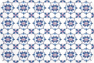 Badmat 90x60 cm - Antislip - Modern - Patroon - Blauw - Roze - Badmatten voor badkamer - Badkamermat - Douchemat - Badkamer mat