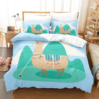 Dieren Dekbedovertrek Set Cartoon Wit Schaap Thema Patroon Kawaii King Queen Twin Full Size Voor Kinderen Tieners Polyester Beddengoed Set AU Double(180*210cm)3pcs