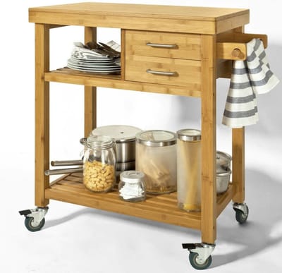 Mara Keukentrolley - Opbergruimte - Serveerwagen - 2 Lades - Bamboe - 73 x 45 x 92 cm