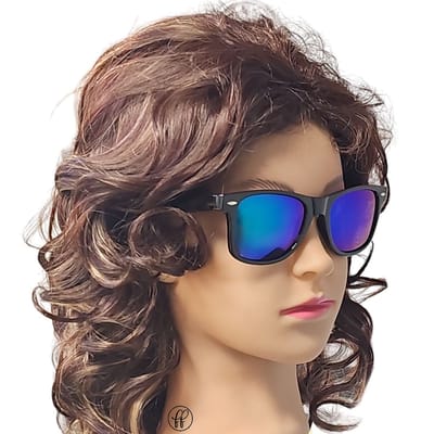 Fako Fashion - Zwarte Zonnebril Met Blauwe/Groene Spiegelglazen - Zonnebril Classic Polarised - Polariserend - Gepolariseerd - Heren Zonnebril - Dames Zonnebril - Zwart - Blauw/Groen Spiegel