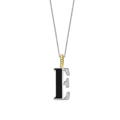TI SENTO Dames Hanger - 925 zilver - Letter E - Zwart - 6840BL_E