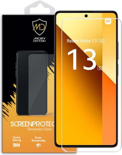 MobyDefend Screenprotector - Geschikt voor Xiaomi Redmi Note 13 5G - Case-Friendly Screensaver - Gehard Glas
