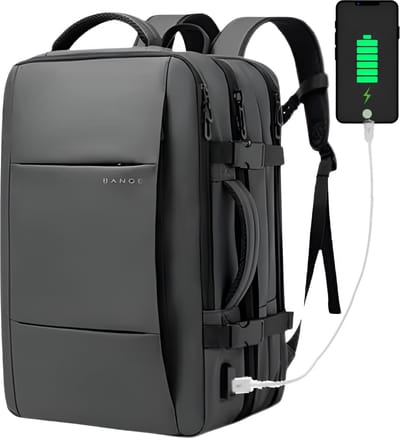 WoYoW® - Reistrugzak Heren - 17.3" Laptop - Uitbreidbaar - Waterdichte Mode-Rugzak - Zakelijke Rugzak School - Capaciteit 45L - Waterdicht - USB - Grijs