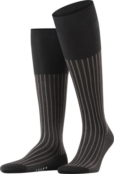 FALKE Shadow lang gedessineerd katoen kniekousen heren grijs - maat 41-42