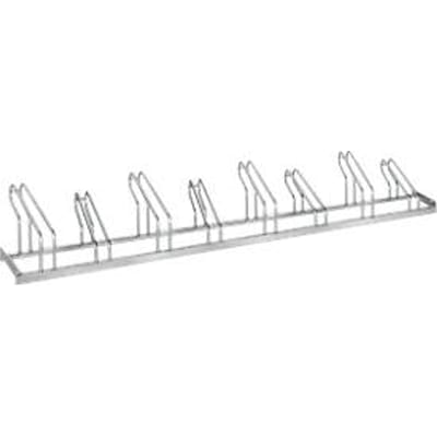 Fietsenrek, enkelzijdig, voor banden tot B 55 mm, B 2800 x D 1850 x H 500 mm, B 2800 x D 1850 x H 500 mm, thermisch verzinkt staal, 8 parkeerplaatsen, gemonteerd.