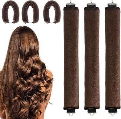 Heatless curls - 3 stuks - Haarkrullen - Bruin - Heatless Hair Curls - 3cmx27cm - voor Volumineuze Krullen - Satijnen Haarkruller - Krullen zonder Hitte - Haar Rollers - voor alle haartypes