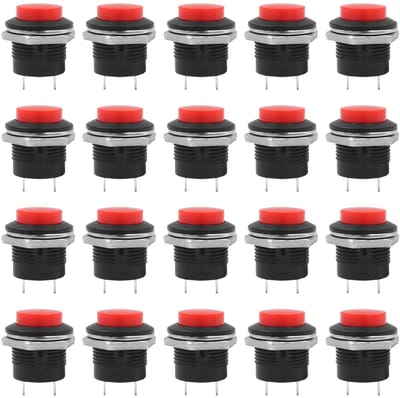 aladdien - Drukknop - Mini ronde schakelaar - Zelfherstellend - Rood - 20PCS 16mm - Ideaal voor elektronische toepassingen - Geschikt voor auto-elek..