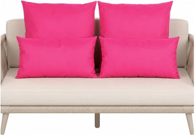 Anna Collection Bank/tuin kussens set - binnen/buiten - 4x stuks -fuchsia roze - In 2 formaten laag/hoog