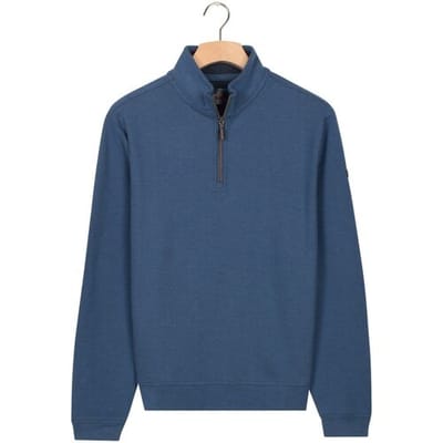 Baileys Trui Sweat Half Zip Jacquard Fabric Fine Allover Texture Delft Blue / male