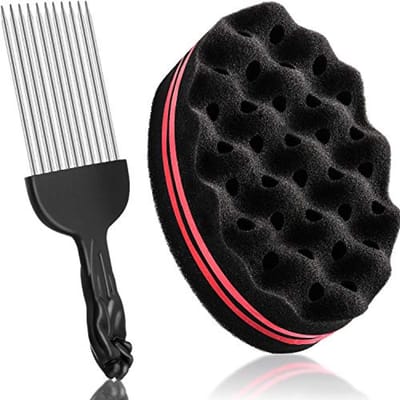 Haarsponsborstel en Afro-kam Set voor Haarstyling - Perfect voor Krullen en Vlechten
