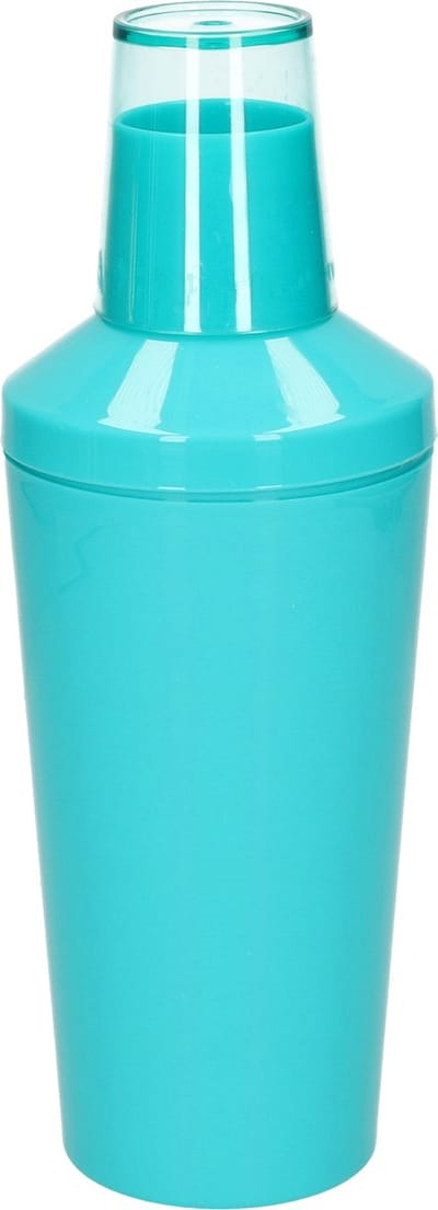 Plasticforte Cocktailshaker - kunststof - neon blauw - 500 ml - 22 cm hoog - Cocktails maken