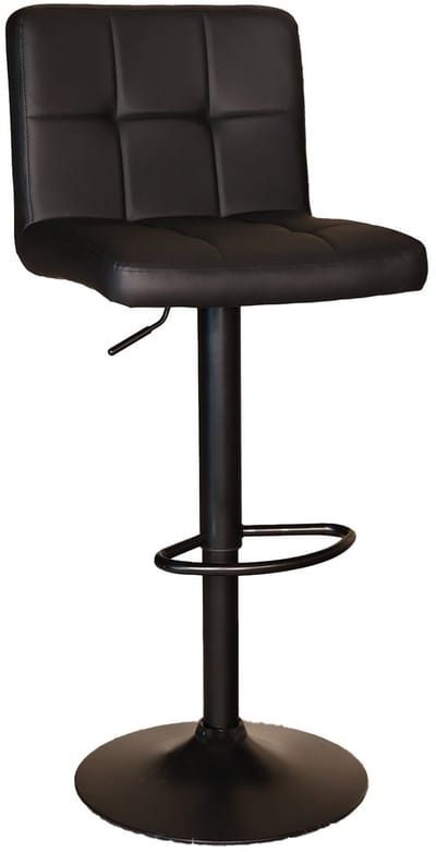 SET DEAL: 2 stuks Barkruk Anel met rugleuning: zwart leder met zwart onderstel barstoel