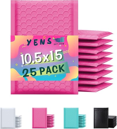 Verzendzakken met Kussende Gewatteerde Enveloppen - 10,5 x 16 cm - Waterdicht - Zelfklevend - 25 stuks - Hot Pink