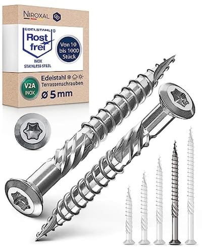 Terrasschroeven A2 roestvrij staal 5 x 70 mm - Torx lenskopschroeven voor hout