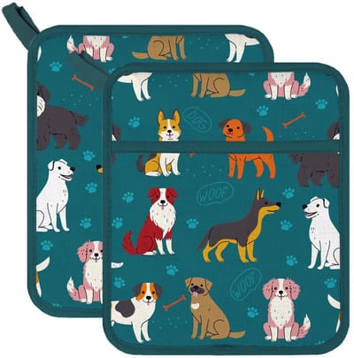 Allecto - Hittebestendige Pothouders - Veilig Koken - Hond Motief - 2 Stuks - Keukenaccessoires - Hittebestendig - Veilig en stijlvol - Geschikt v