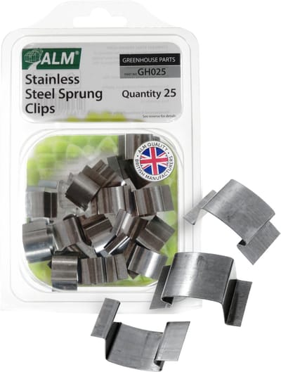ALM RVS 'G' clips glasklemmen - set van 25 stuks - voor glas van tuinkas broeikas en serre - glasclips