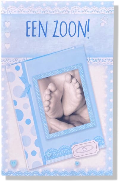 Een Zoon! - Luxe Geboortekaartje Jongen - 12x17cm - Gevouwen wenskaart met envelop