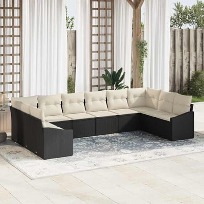 vidaXL Bankstel 10 st Zwart poly rattan