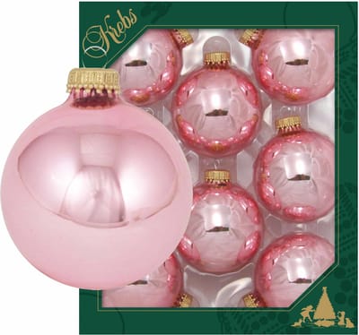 Krebs kerstballen - 8x st - pink blush lichtroze - 7 cm - glas - kerstversiering