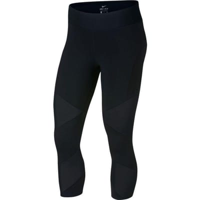 Nike Fly Lux Effen Logo Hoge Taille Training Capris Dames Broeken Zwart 933628-010 S black
