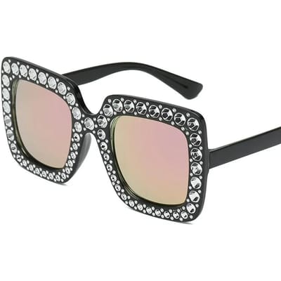 Unisex Laatste Stijlvolle Diamant Vergulde Zonnebril Retro Vierkant Groot Montuur Zonnebril Gepersonaliseerde Buiten UV Bescherming 400 Zonnebrillen as picture