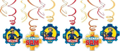 Amscan - Brandweerman Sam - Swirl decoratie - Plafondslingers - Draai slingers - 12 Stuks - Versiering - Verjaardag - Kinderfeest.