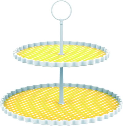 Zak!Designs Etagere Dotty - 2-laags - Ø 21 en 27 cm - Hoogte 23 cm - Geel