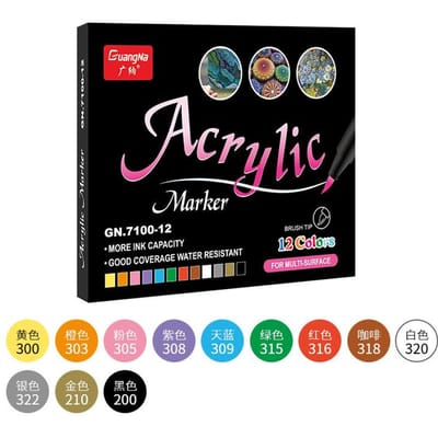 Hoogwaardige acrylmarker meerkleurig 12 kleuren set kleurpen kinderen studenten schilderen gray
