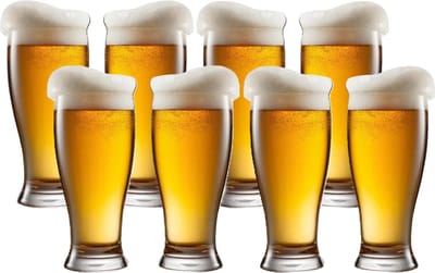 LAV Bierglazen - 8x - 565 ml/0,56L - stevig glas - Stijlvolle glazen - Halve liter/groot formaat - Voor de liefhebber
