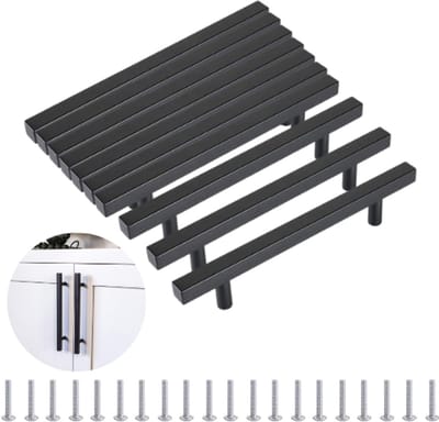 Handgreep Zwart - Set van 10 - Metaal - RVS - 128mm Hartafstand - Handvat voor Kast, Keukenkast, Lade en Meubels - Vierkant Moderne Greep Inclusief Schroeven - Keukengreep - Meubelgreep - Kastgreep
