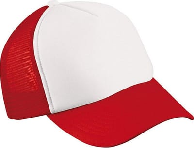 Myrtle Beach Kinderen/Kinderen 5 Panel Polyester Mesh Cap (Wit/rood)