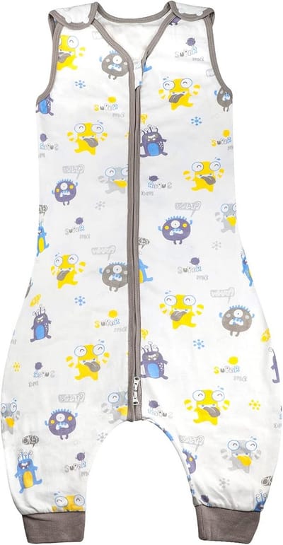 Babyslaapzak met voetjes - Zomerslaapzak Draagbare deken - Veilige Slaap - Ademend 100% katoen - Lengte 72-93 cm - Geel