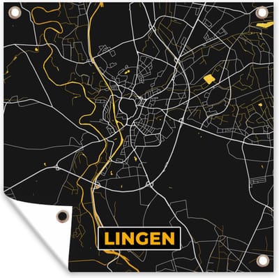 Tuin poster Stadskaart – Plattegrond – Duitsland – Goud – Lingen – Kaart - 200x200 cm - Tuindoek