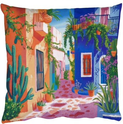 Sierkussens - Kussentjes Woonkamer - 50x50 cm - Geel - Blauw - Oranje - Huis
